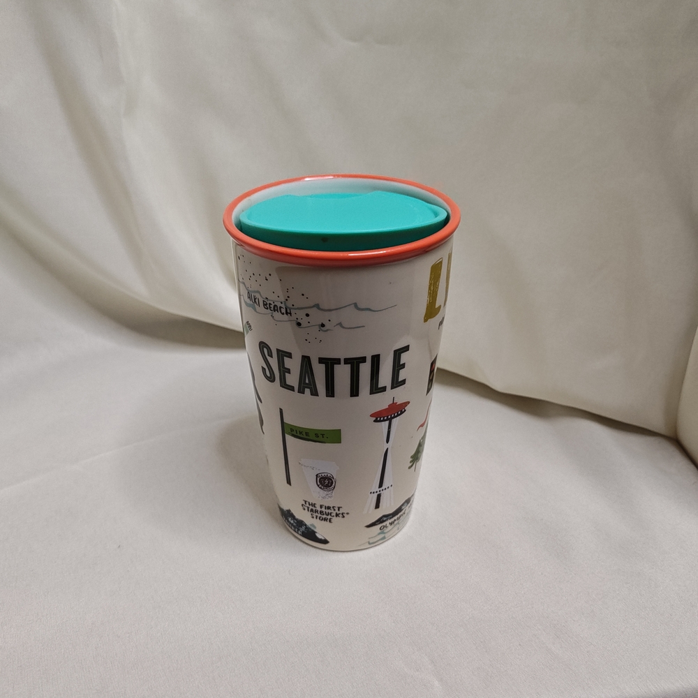 Starbucks Seattle Highlights 12oz Collectible Ceramic Travel Tumbler Mug Cup
